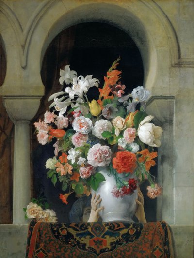 Vaso de flores na janela de um harém, 1881. de Francesco Hayez