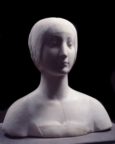 Busto de uma jovem chamada Beatrice d "Aragon. Escultura de mármore atribuída a Francesco da Laurana de Francesco Laurana