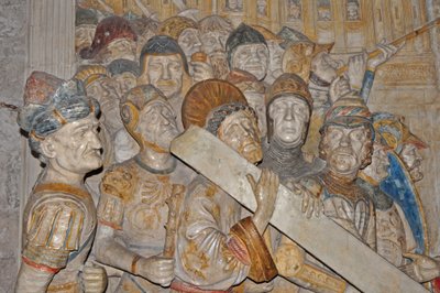 França, Avignon, Palácio dos Papas (1334), escultura em mármore do caminho da cruz do Convento de Celestine em Avignon por Francesco Laurana (encomendado 1478) de Francesco Laurana