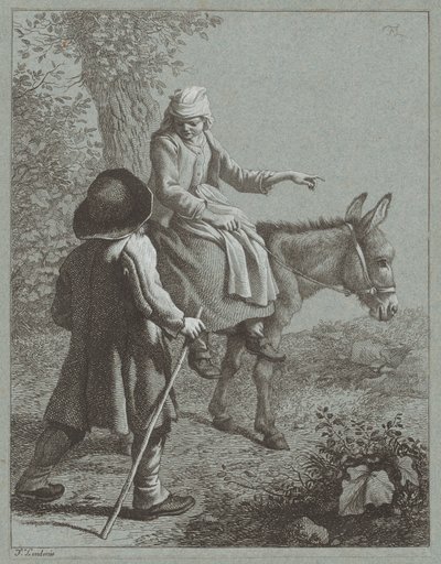 Menino e menina com um burro de Francesco Londonio