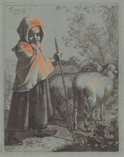 Criança Pastora com Rebanho, 1758. de Francesco Londonio
