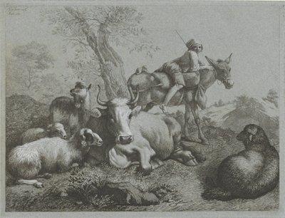 Pastor em burro perto do rebanho
Cenas de pastores (título da série) de Francesco Londonio