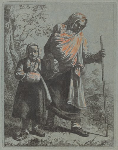 Camponesa com bebê e garotinha de Francesco Londonio