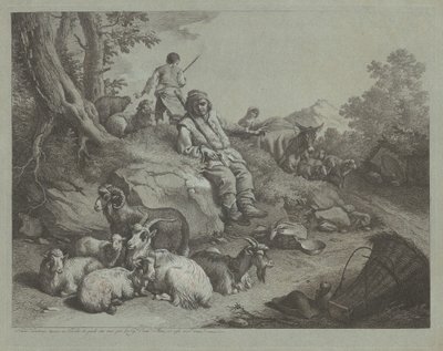 Pastor Sentado perante um Rebanho de Cabras, depois de 1766. de Francesco Londonio