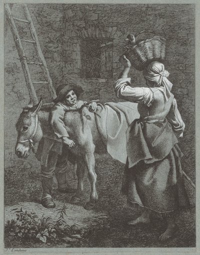 Shepherd Boy Falando com uma Rapariga de Fazenda, 1764. de Francesco Londonio