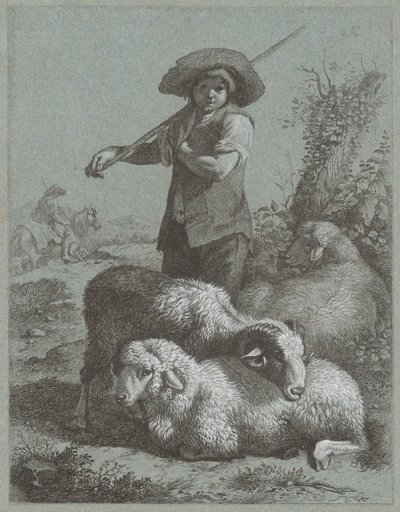 Menino pastor com ovelhas, 1764. de Francesco Londonio