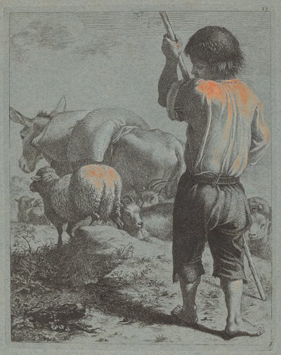 Pastor com burro, ovelha e cabra de Francesco Londonio