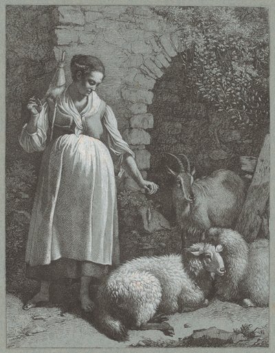 Mulher girando o fio por um arco de Francesco Londonio