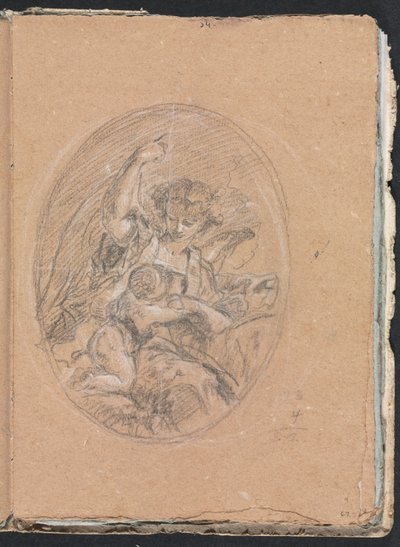 Caderno de Verona: Figura com criança na rotatória, páginas 67, 1760. de Francesco Lorenzi