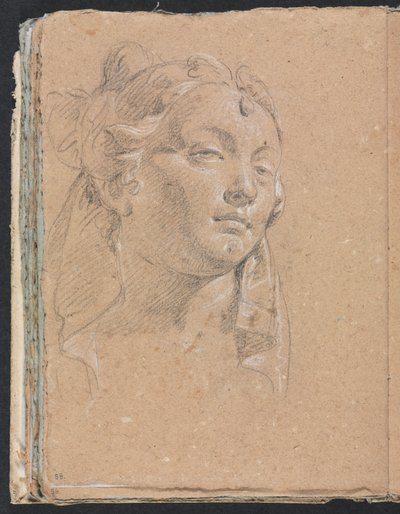 Caderno de desenho de Verona: cabeça de uma mulher página 58, 1760. de Francesco Lorenzi