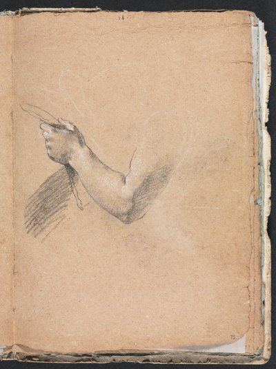 Caderno de desenho de Verona: braço esquerdo e mão, páginas 75, 1760. de Francesco Lorenzi