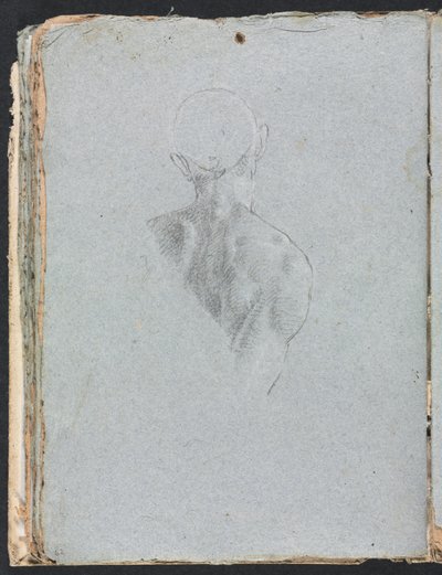 Verona Sketchbook: Cabeça e ombros nus masculinos por trás da página 62, 1760. de Francesco Lorenzi