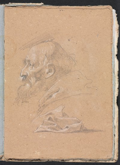 Caderno de desenho de Verona: Monge de perfil com cortinas, páginas 87, 1760. de Francesco Lorenzi