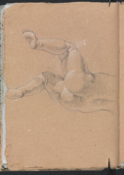 Verona Sketchbook: Putto metade inferior do corpo, página 24, 1760. de Francesco Lorenzi