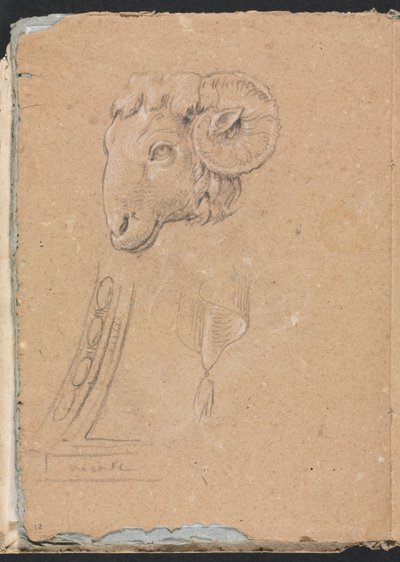 Verona Sketchbook: Rams head page12, 1760. de Francesco Lorenzi