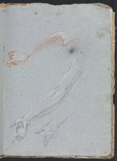 Caderno de desenho de Verona: Estudo das mãos e braços, página 29, 1760. de Francesco Lorenzi
