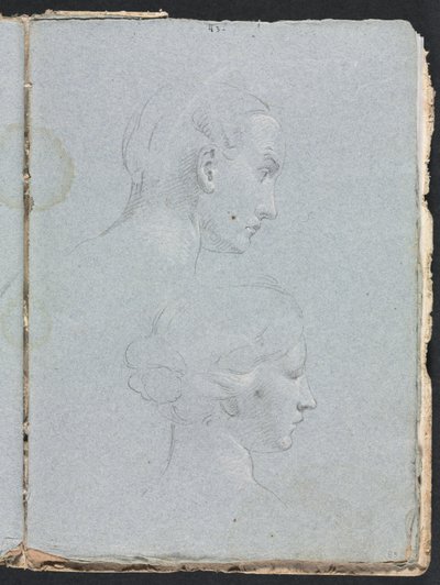Verona Sketchbook: Duas cabeças, página 85, 1760. de Francesco Lorenzi