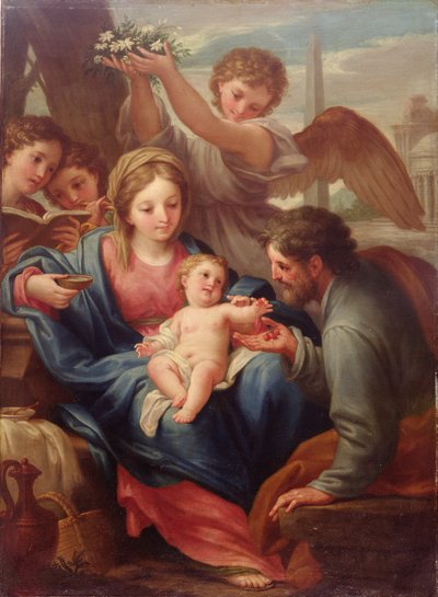 Nossa Senhora e o Menino com São José, ou O Repouso na Fuga para o Egito (óleo sobre tela) de Francesco Mancini