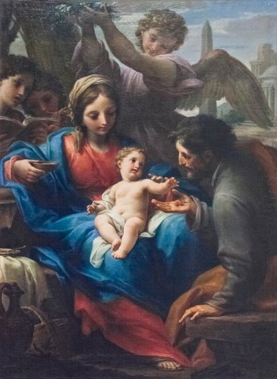 O resto no voo para o Egipto (óleo sobre tela) de Francesco Mancini