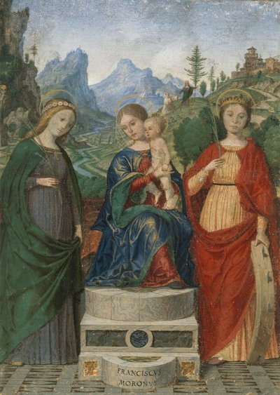 Virgem e Menino Entronizados entre Santos Cecília e Catarina de Alexandria, ca. 1510-15. de Francesco Morone
