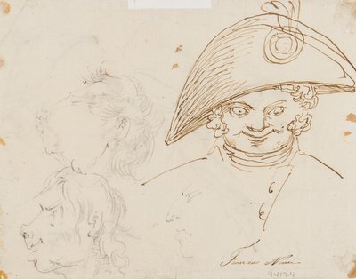 Página de caricaturas (lápis, caneta e tinta no papel) de Francesco Nenci