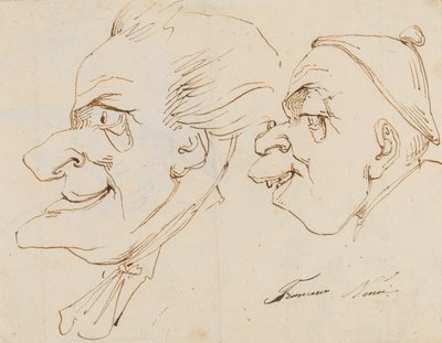Página de caricaturas (lápis, caneta e tinta no papel) de Francesco Nenci