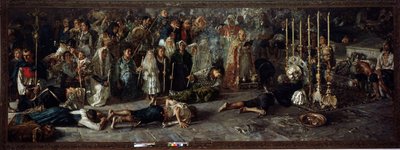 Il voto (Festa em homenagem a St Pantaleon 27 de julho em Miglianico em Abruzzo, Itália) - óleo sobre tela de Francesco Paolo Michetti