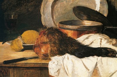 Natureza morta com uma perna de javali (óleo sobre tela) de Francesco Paolo Palizzi