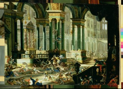 Expulsão de Heliodoro do Templo de Salomão (óleo sobre cobre) de Francesco Peresi
