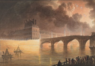 Festa da Paz Geral dada em Paris em 18 de Brumário. Ponte Real, 1801-2 de Francesco Piranesi