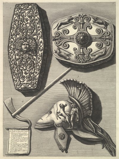 Peças em grande restaurado de Trofei de Ottaviano Augusto Detalhes restaurados da Tro ..., ca. 1753 de Francesco Piranesi