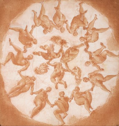 Dança das horas e três putti com cornucópias de Francesco Primaticcio