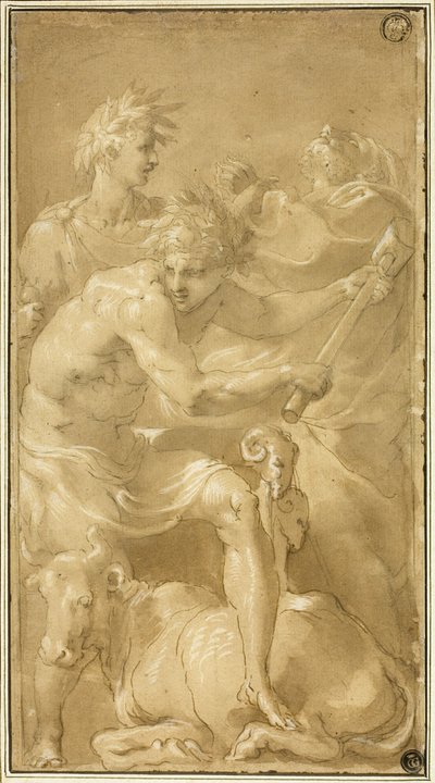 Sacrifício de um touro de Francesco Primaticcio