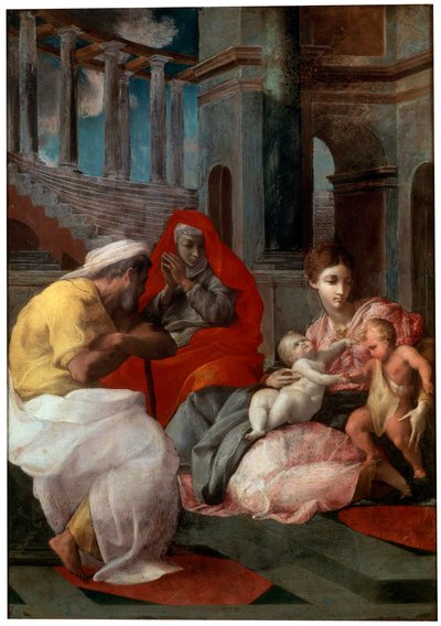 A Sagrada Família com João Batista e Santa Isabel, 1541 de Francesco Primaticcio