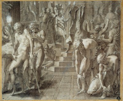 A Mascarada de Persepolis. Desenho de Francesco Primaticcio conhecido como The Primatice (1504-1570) de Francesco Primaticcio