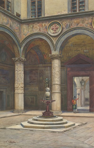 Pátio do Palazzo Vecchio, Florença, século XIX. de Francesco Salviati