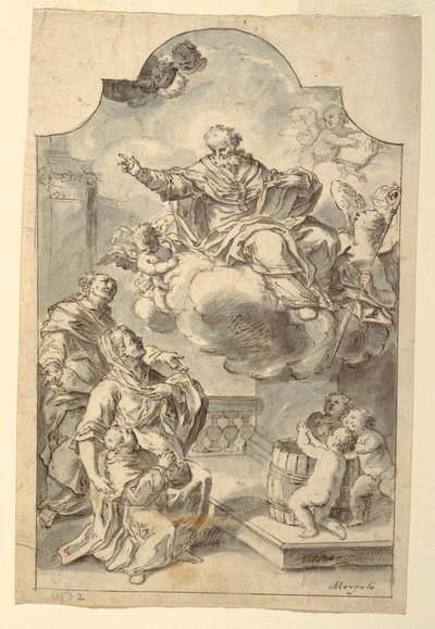 Uma imagem votiva de um menino apresentado por seus pais a São Nicolau de Bari de Francesco Saverio Mergolo