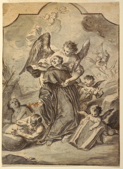 Desenho, Visão de um santo monge beneditino, 1776 de Francesco Saverio Mergolo