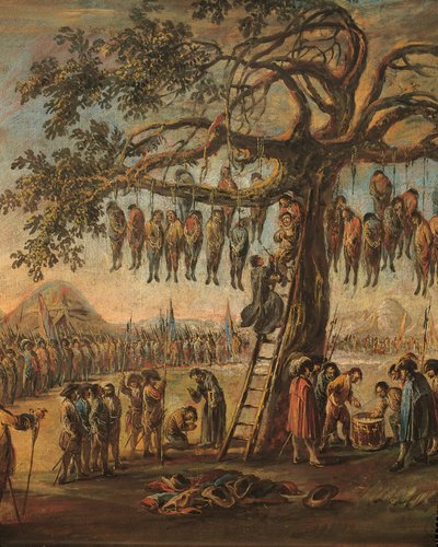 "As Misérias da Guerra: os Enforcados" de Francesco Simonini, detalhe de Francesco Simonini