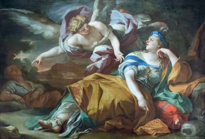 Hagar e Ismael no deserto confortados por um anjo de Francesco Solimena