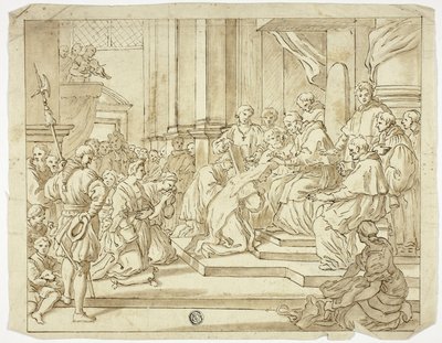 O Papa abençoa uma freira de Francesco Solimena