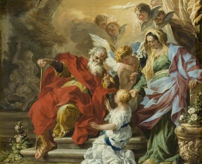 A Educação da Virgem, c.1680 (óleo sobre cobre) de Francesco Solimena