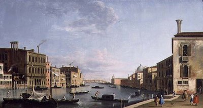 Veneza: O Grande Canal olhando do Campo San Vio em direção ao Bacino (óleo sobre tela) de Francesco Tironi