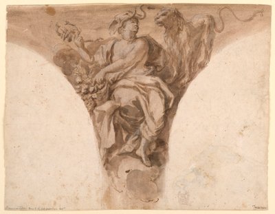 Desenho, África, Projeto de um pendente no vestíbulo batismal de São Pedro, Roma, 1713-26 de Francesco Trevisani