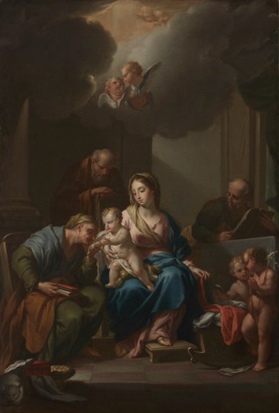 Esboço da apresentação para a Sagrada Família com os santos Ana, Joachim e João Batista ..., c. 172 de Francesco Trevisani