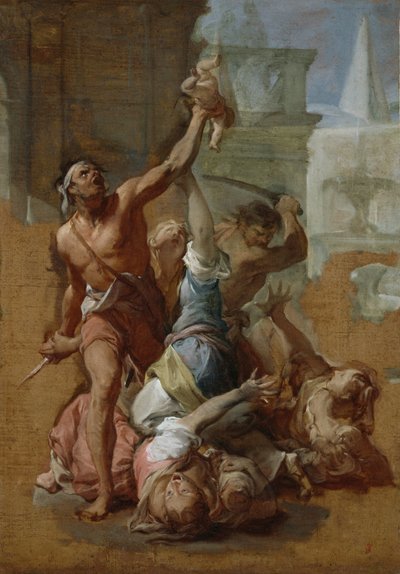 Estudo para o Massacre dos Inocentes, c.1700-10 (óleo sobre tela) de Francesco Trevisani