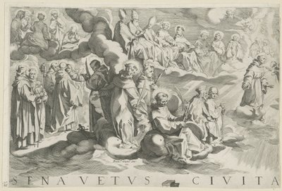 Mapa de Siena (secção superior esquerda)
Senavetus civitas virginis (título sobre o objecto) de Francesco Vanni