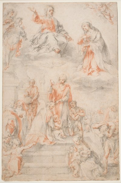 Santo Ansano Batizando o Siena, c.1593 (giz sobre papel) de Francesco Vanni