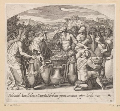O Encontro de Abraão com Melquisedeque Pinturas na Loggia de Rafael (título da série) La Sacra Genesi (título da série) de Francesco Villamena