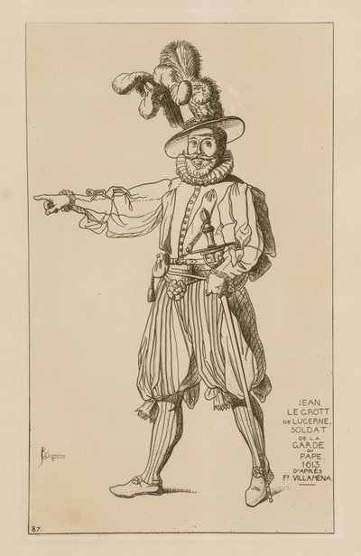 Jean le Grott de Lucerna, guarda do papa, 1613 de Francesco Villamena